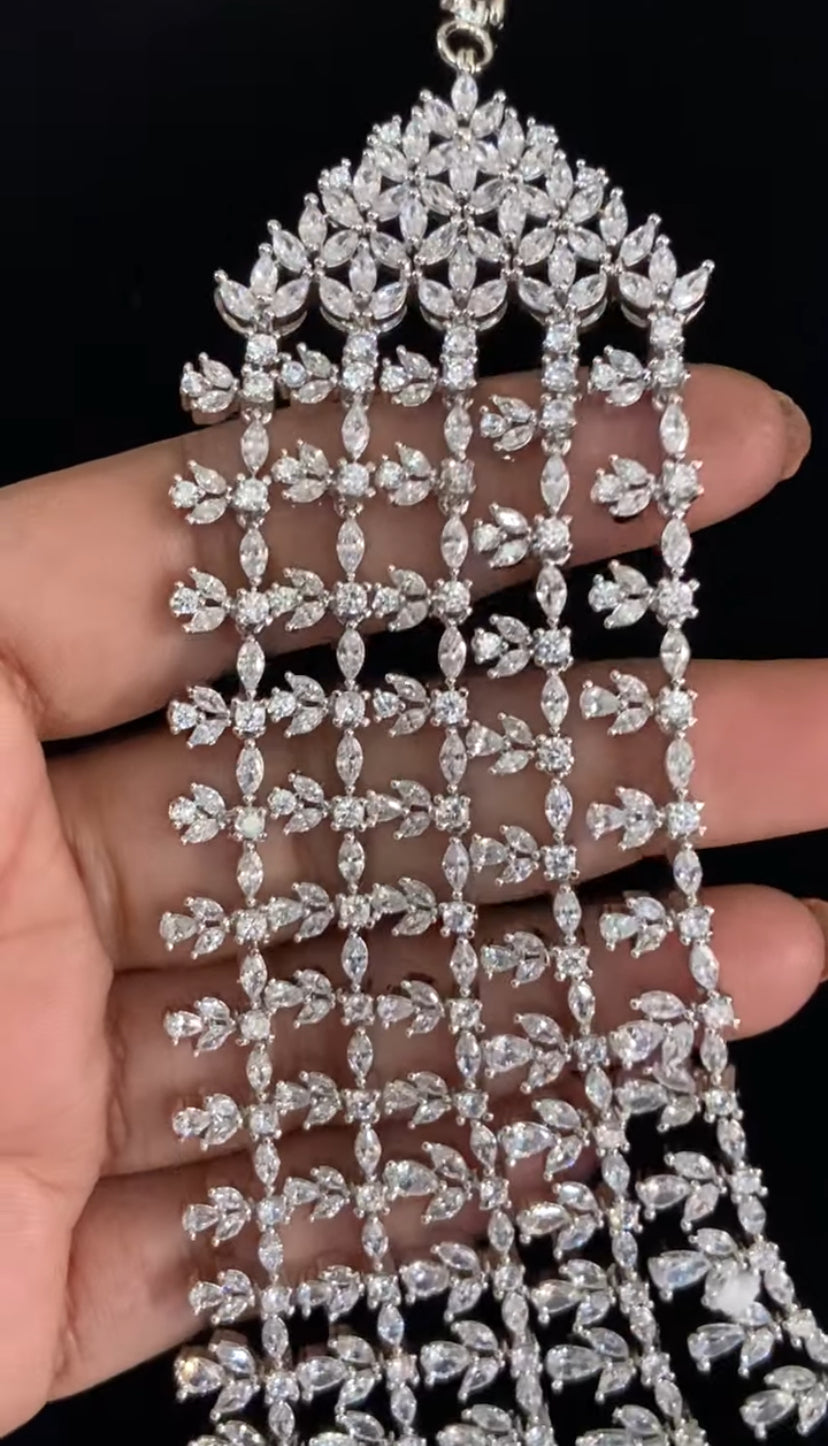 CZ Multi Layered Necklace Set | Indian Bridal Necklace