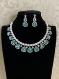 AD Kundan & Pearl Necklace | Unique Necklace Set  | Silver Plated AD Necklace