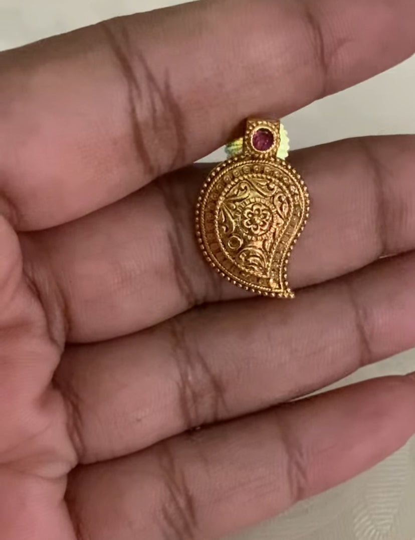 Antique Mango Pendants Coral Necklace With Earrings | Indian Beads Necklace