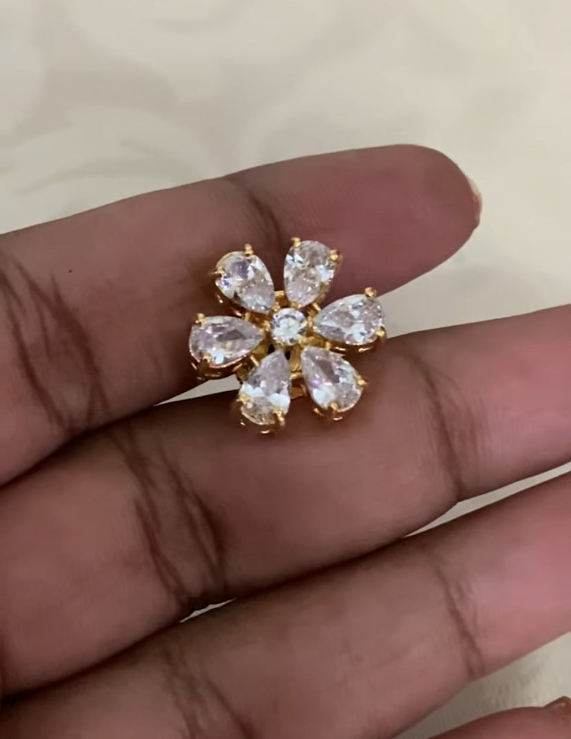 Floral AD Pendant Gold Necklace Set | Simple Necklace | Indian jewelry