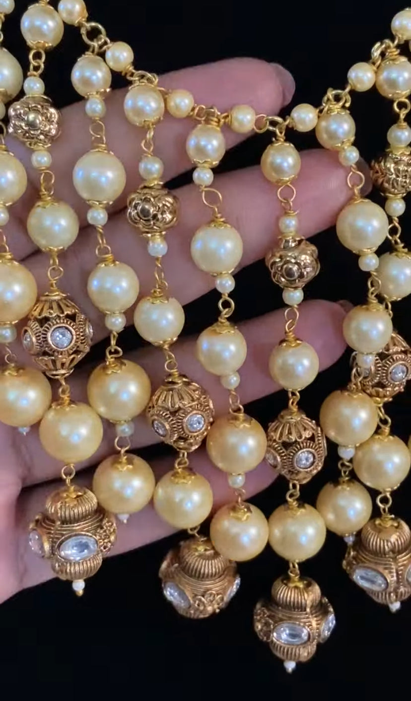 Antique Pearl  Layered Necklace Set | Indian Jewelry In USA