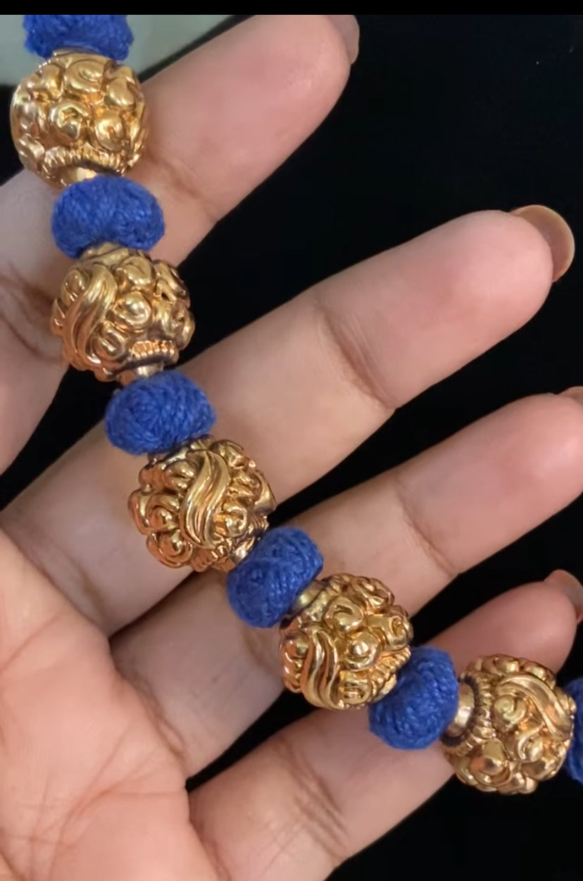 Antique Nakshi Balls Thread Necklace With Studs | Handmade Necklace