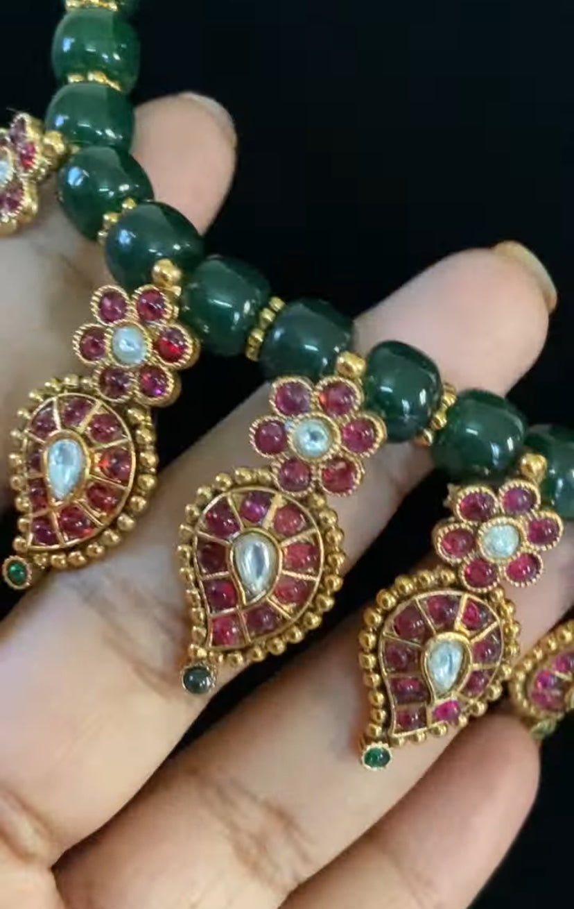 Kemp Mango Pendants Beads Necklace Set | Indian Jewelry In USA