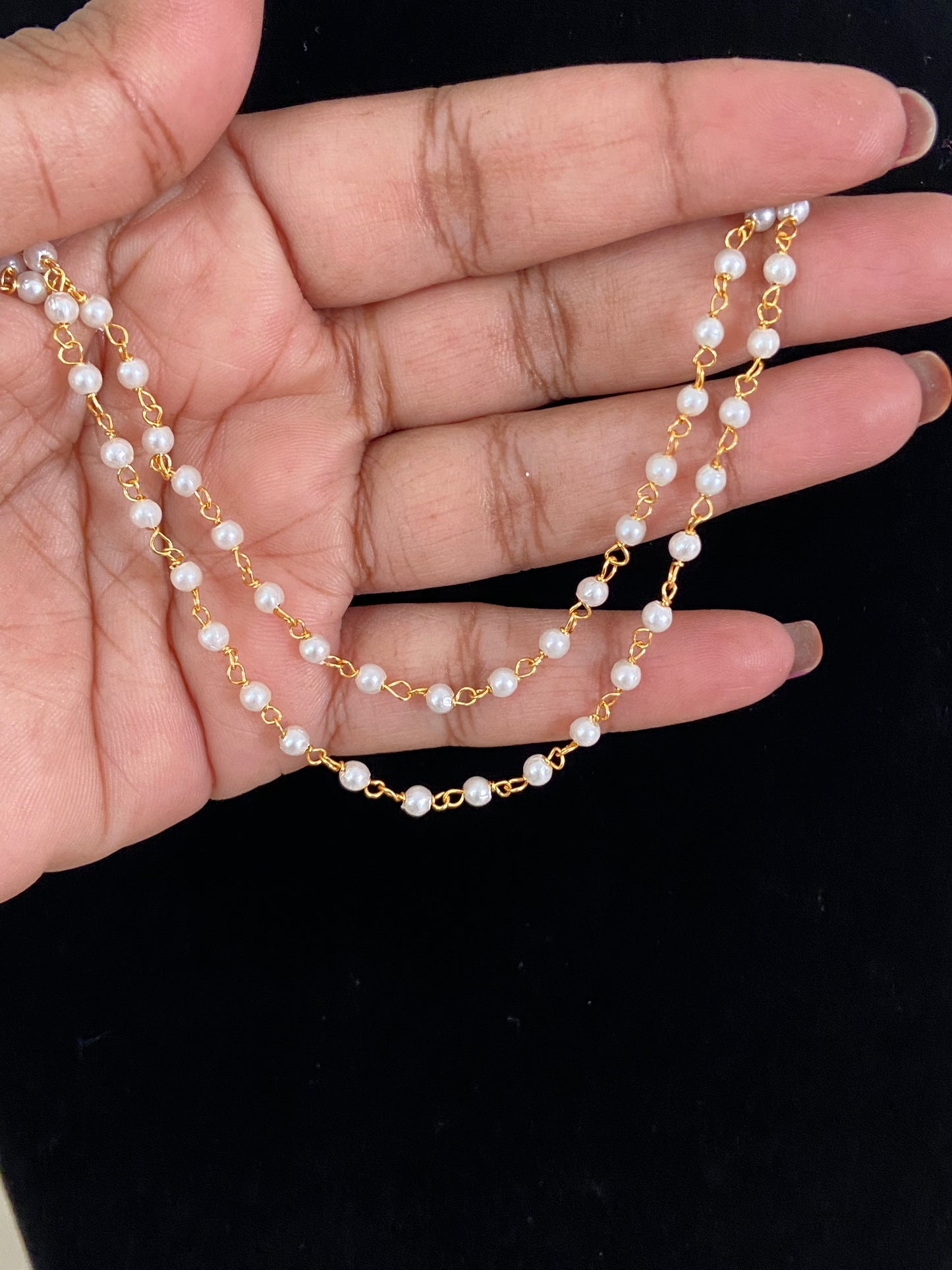 2Line Pearl Ear chains | Hair accessories | Champaswaralu