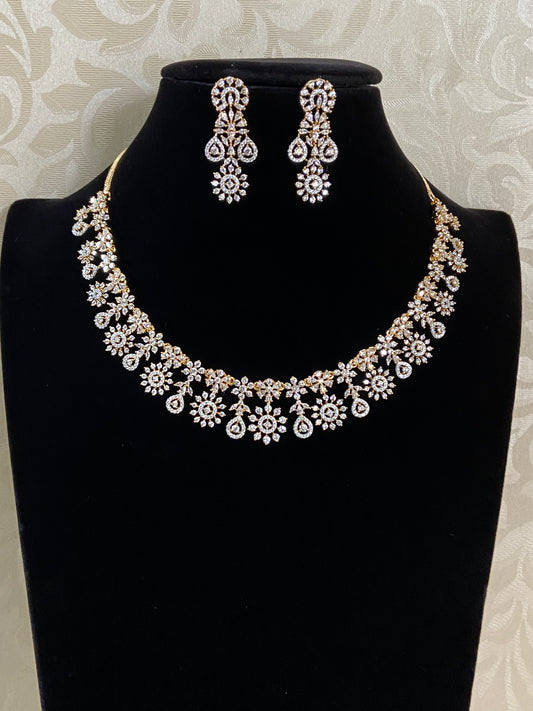 American Diamond Necklace With Earrings | Indian Jewelry In USA