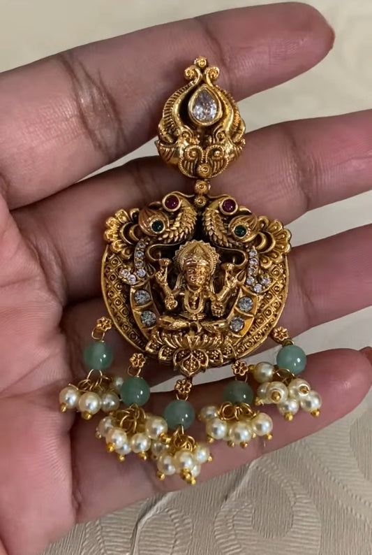 Antique Temple Lakshmi Necklace With Earrings  | Indian Traditional Jewelry