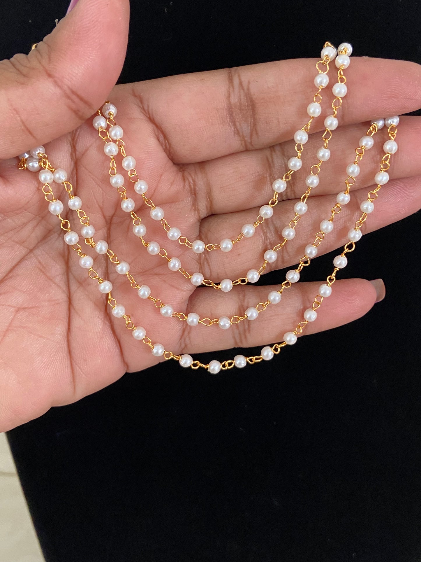 2Line Pearl Ear chains | Hair accessories | Champaswaralu