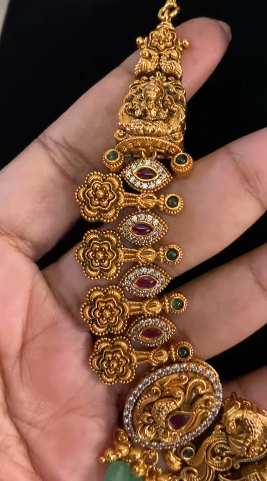 Antique Temple Lakshmi Necklace With Jumkis | Indian Traditional Jewelry