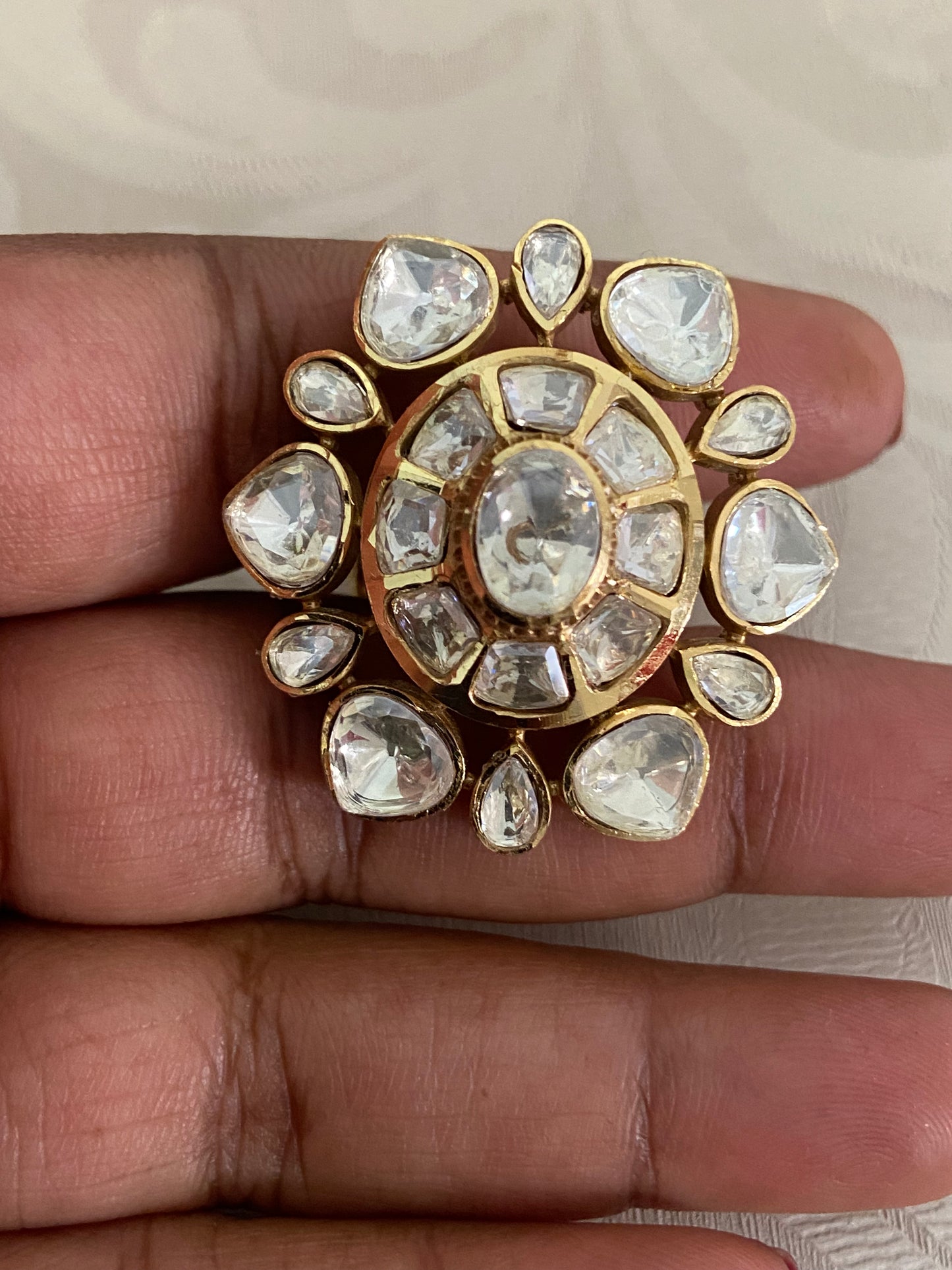 AD Polki Finger Ring |  Indian Fingers Ring