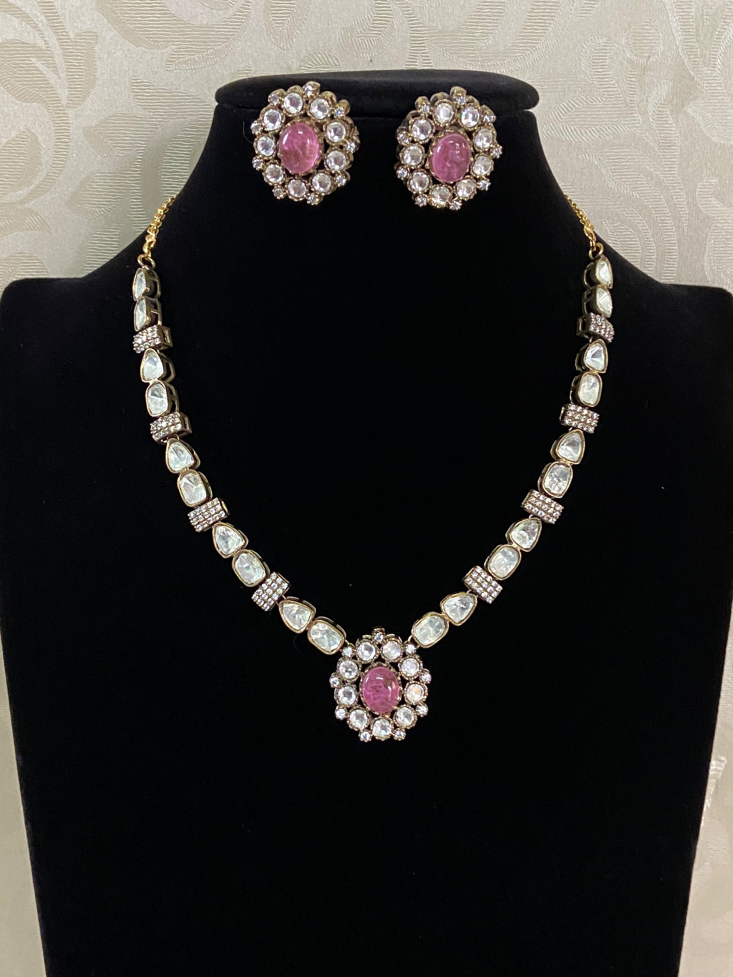 Victorian Polki Kundan Necklace | Trendy Necklace With Earrings