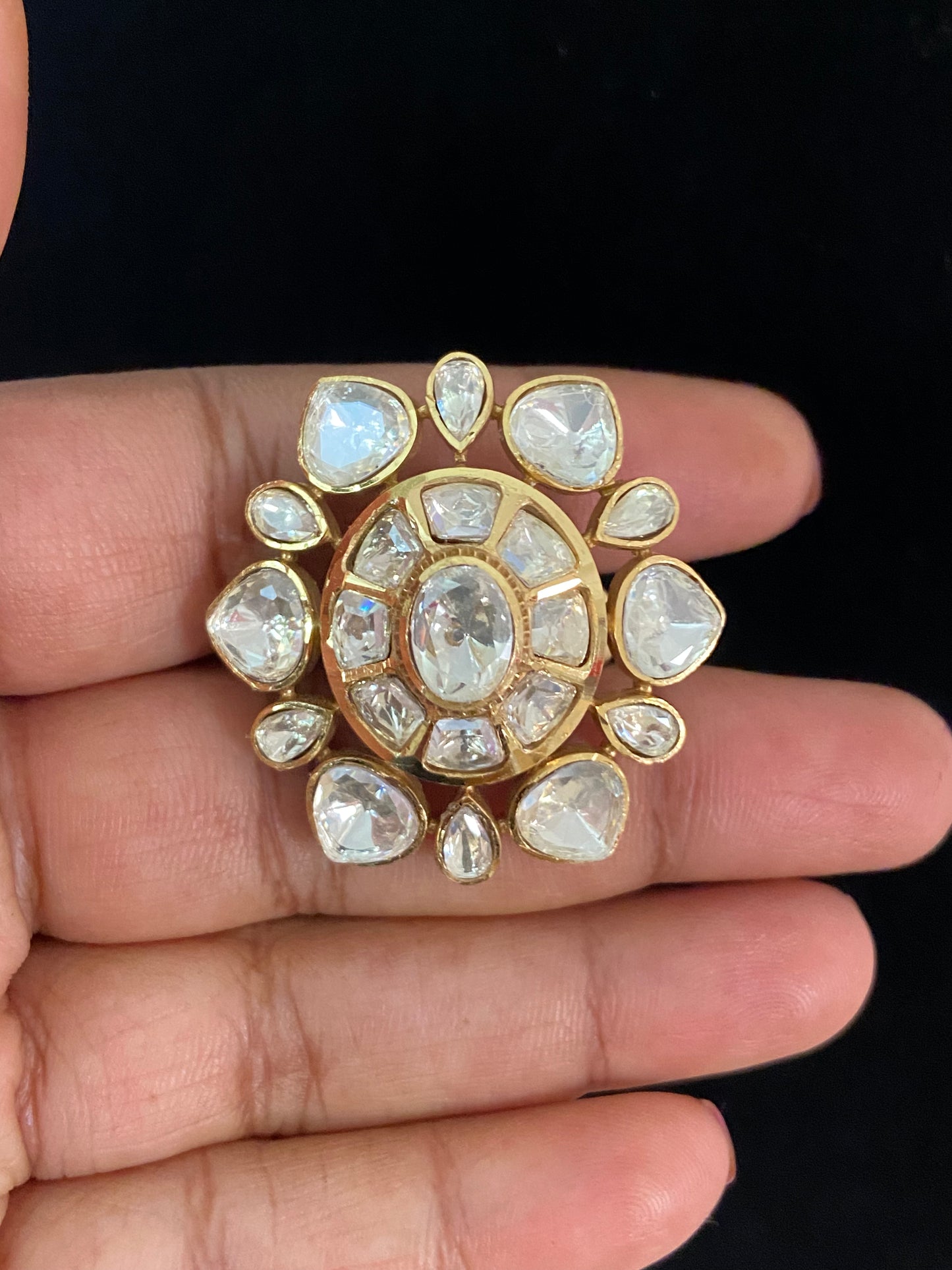 AD Polki Finger Ring |  Indian Fingers Ring