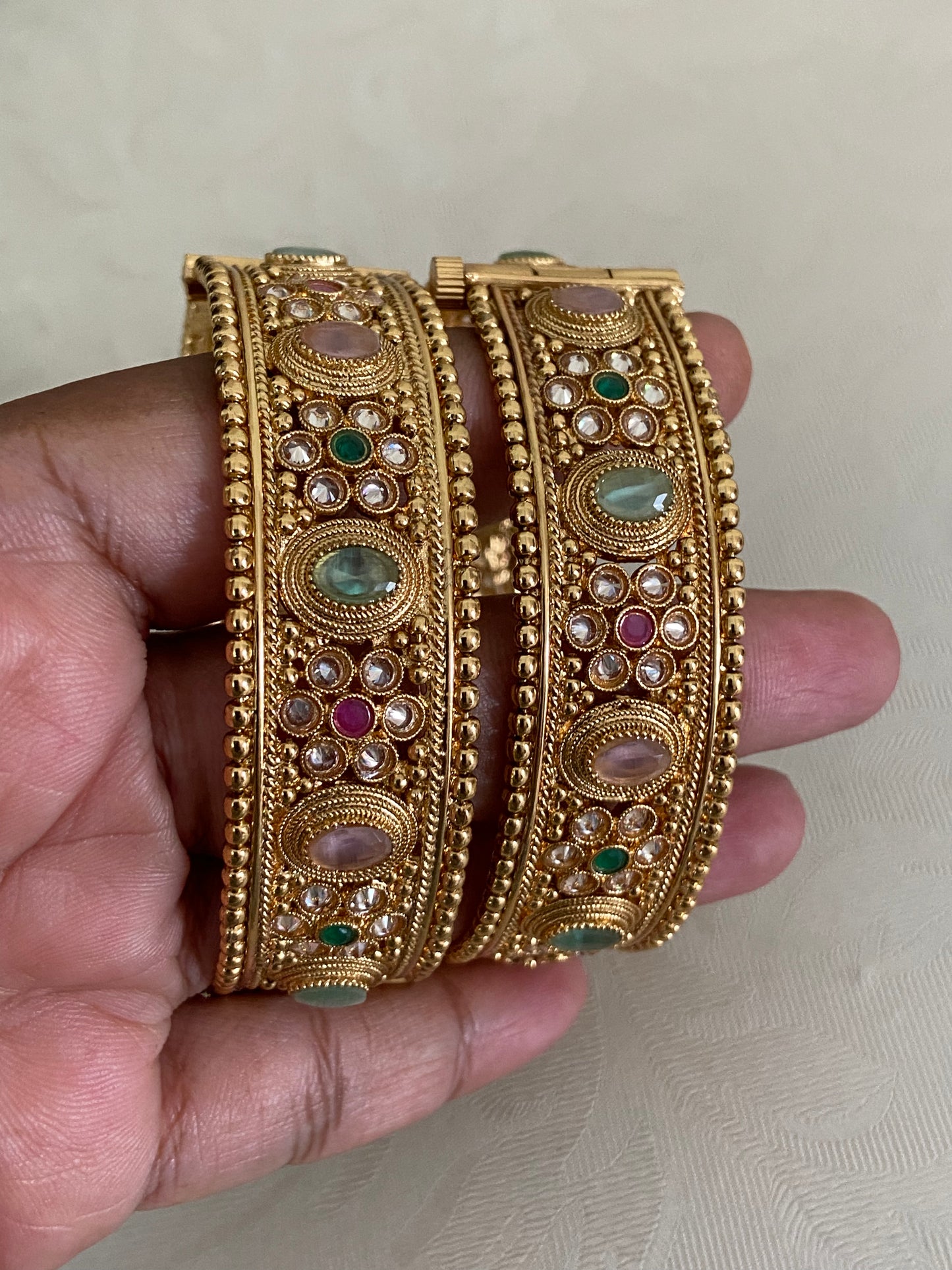 Antique Kundan Openable Bangles | Traditional Bridal Bangles