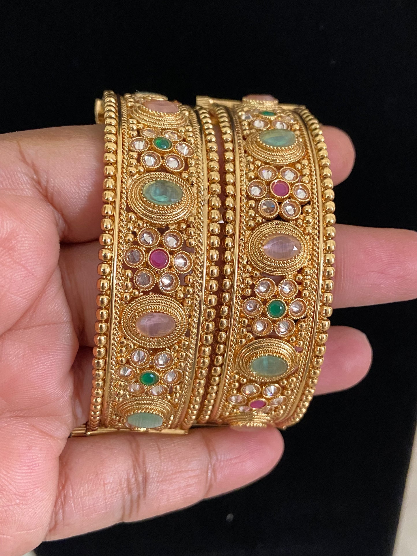 Antique Kundan Openable Bangles | Traditional Bridal Bangles