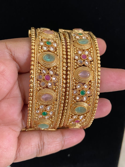 Antique Kundan Openable Bangles | Traditional Bridal Bangles