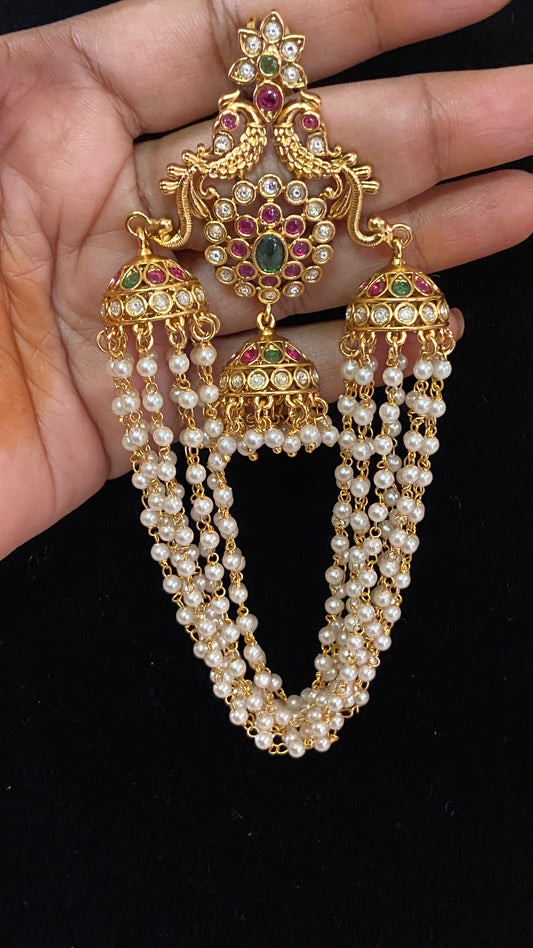 Peacock Pearl Hanging Hair Accessories | Pearl Hair Choti   | Traditional Indian Jewelry