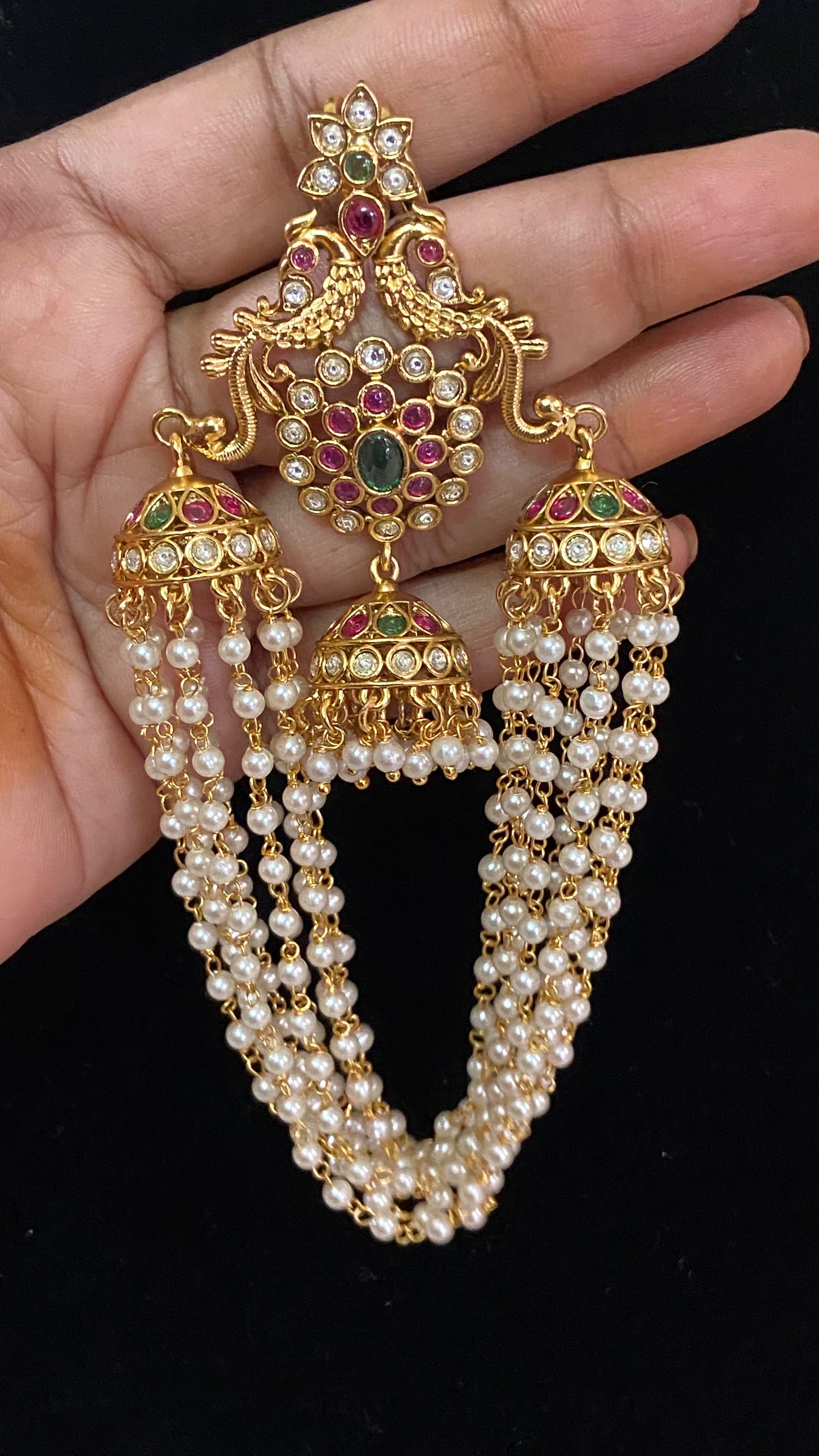 Peacock Pearl Hanging Hair Accessories | Pearl Hair Choti   | Traditional Indian Jewelry