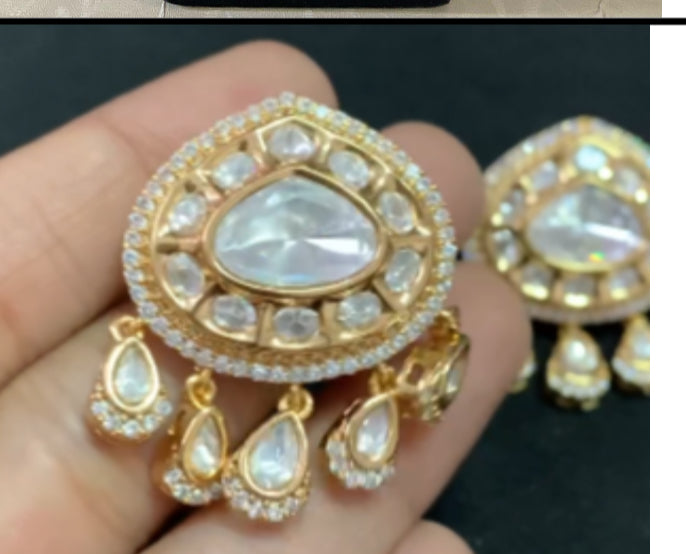 Moissanite Polki Earrings | Indian Jewelry In USA | Gift Idea