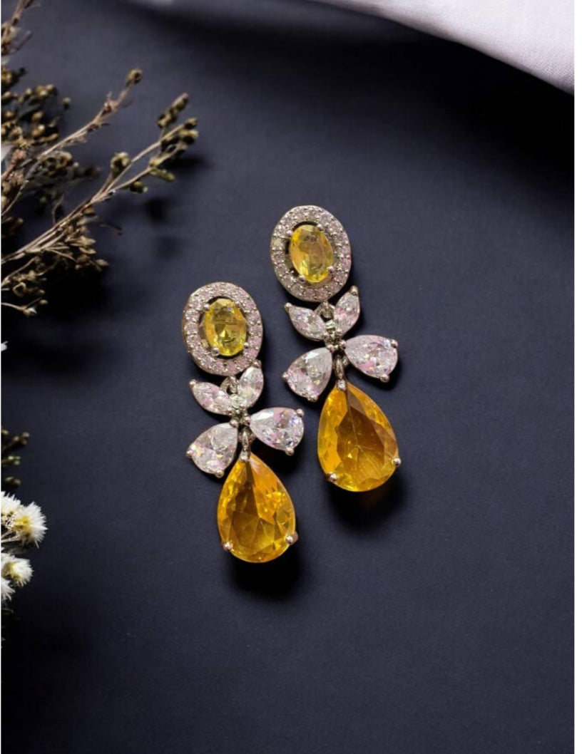 AD Crystal Rhodium Earrings | Party Wear Earrings