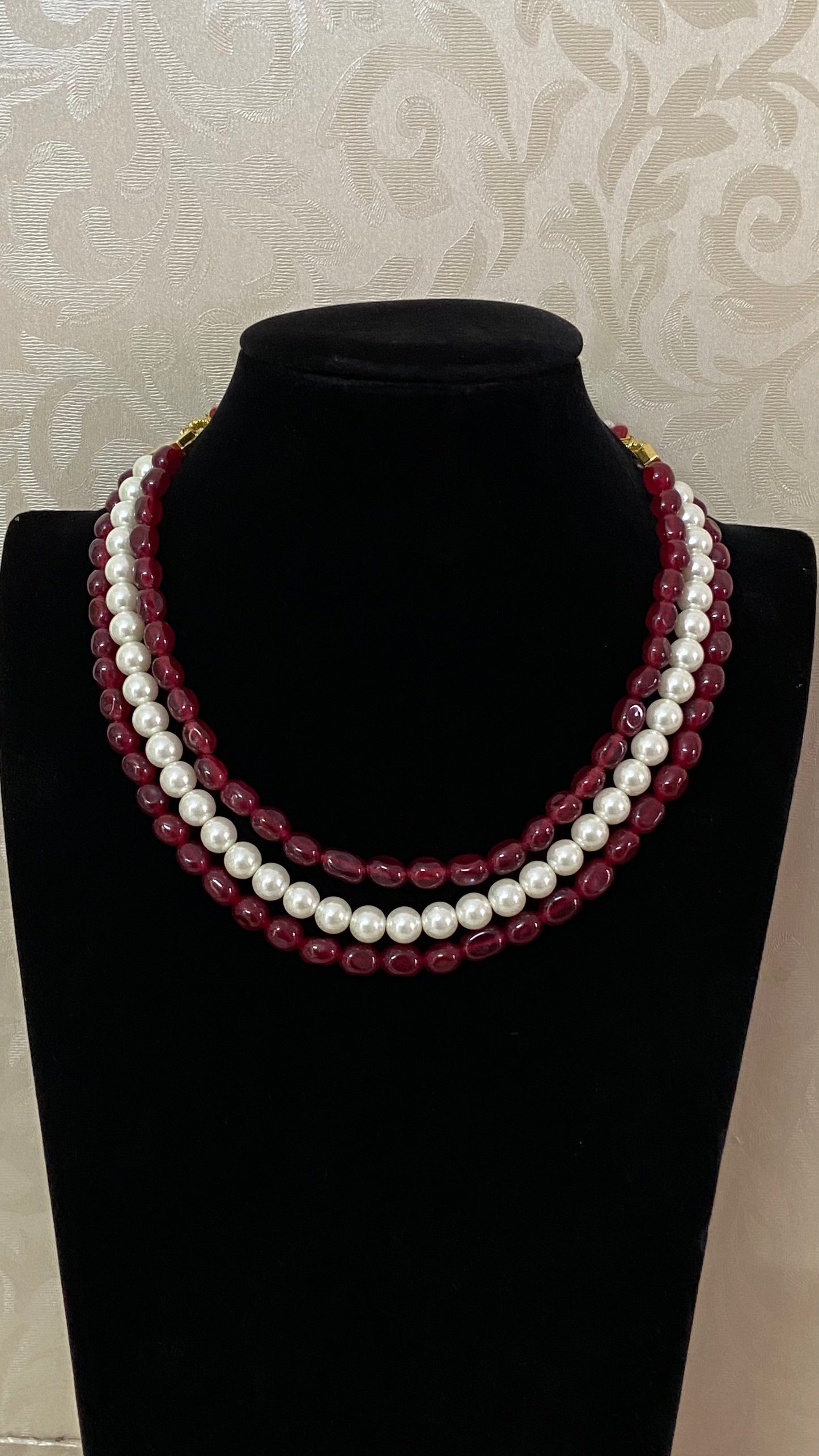 Onyx Beads & Pearls necklace | Indian Jewelry