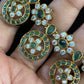CZ Kemp Antique Necklace With Earrings | Indian Traditional Bottu Necklace