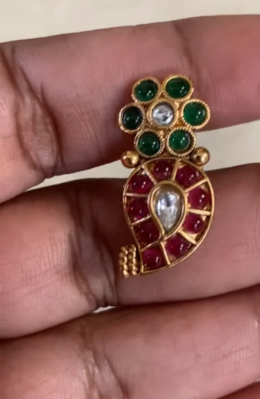 Kemp Mango Pendants Black Thread Necklace Set | Traditional Indian Jewelry In USA | Mangalsutra