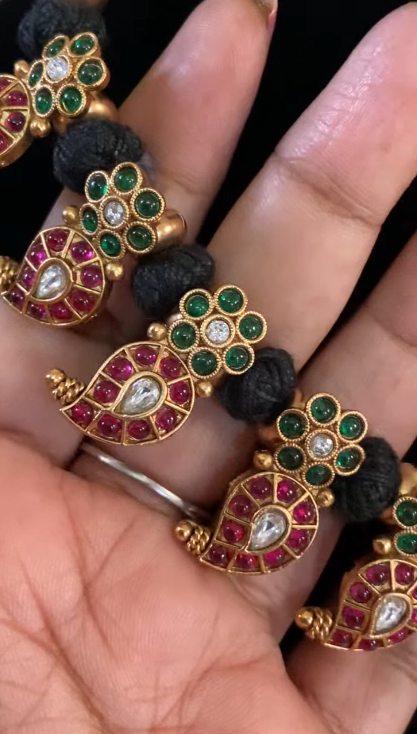 Kemp Mango Pendants Black Thread Necklace Set | Traditional Indian Jewelry In USA | Mangalsutra