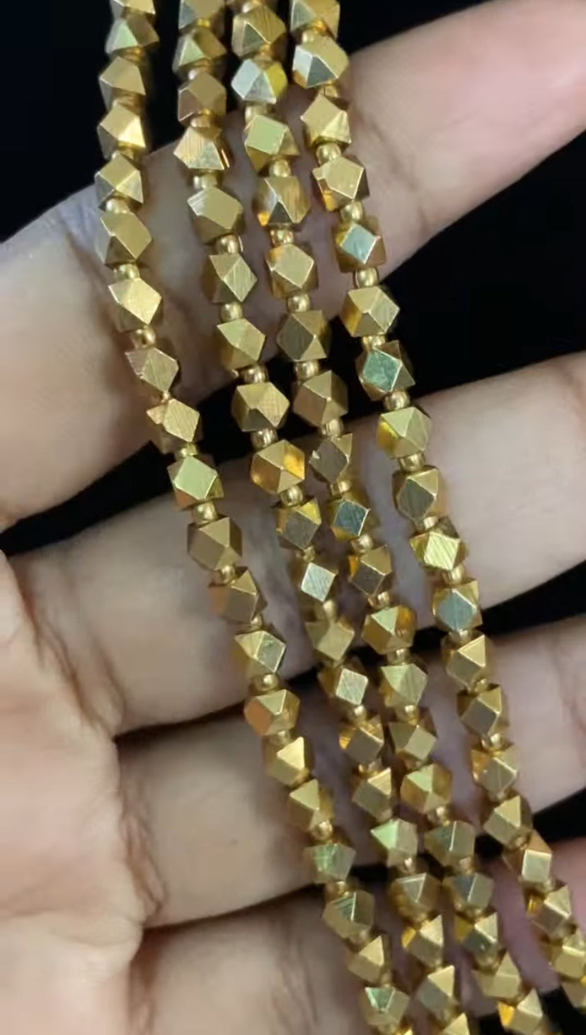 4 Layears Golden Beads Necklace With Earrings | Indian Necklace