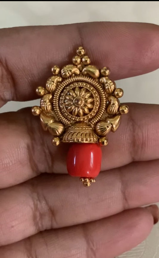 Coral Mala Necklace with Studs | Indian Handmade Jewelry