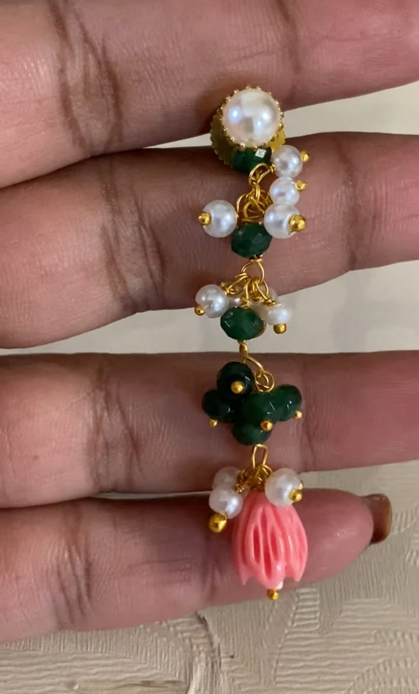 Tulips Necklace With Earrings | Light weight Necklace | Indian jewelry in USA | Gift Idea