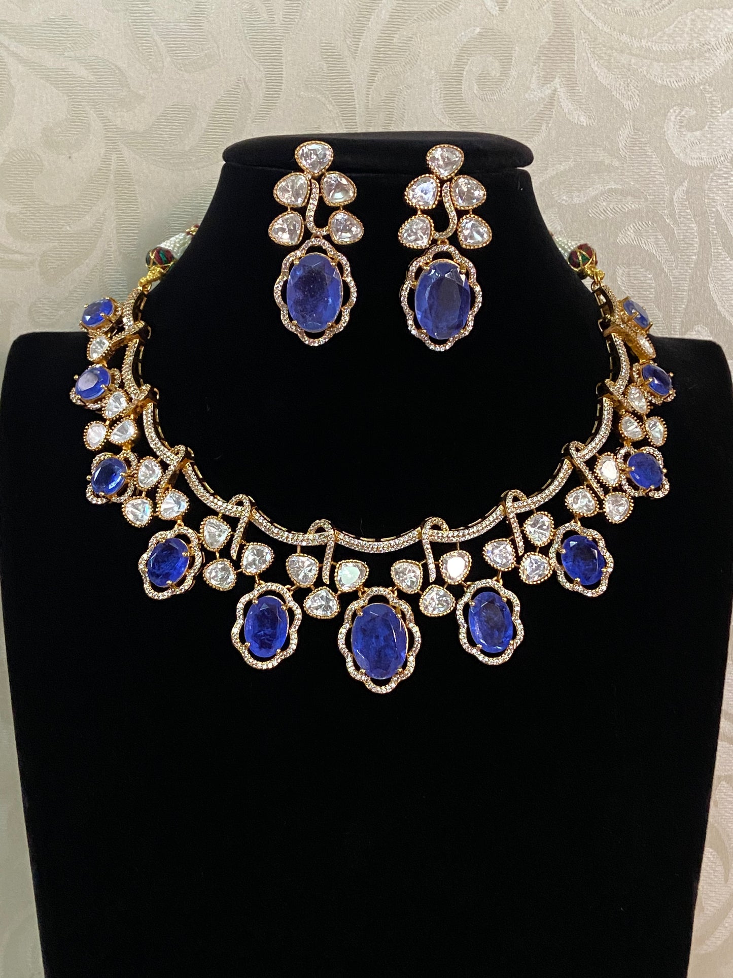 Sapphire & Moissanite Necklace | Latest Indian jewelry