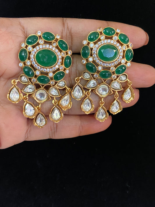 Moissanite kundan Earrings | Indian Jewelry In USA