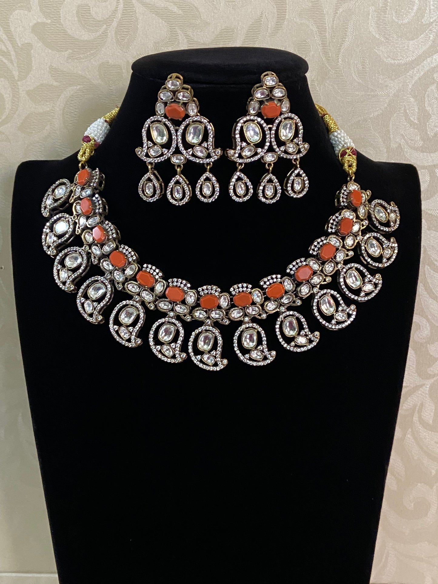 Victorian Moissanite & Coral Necklace | Exclusive Necklace