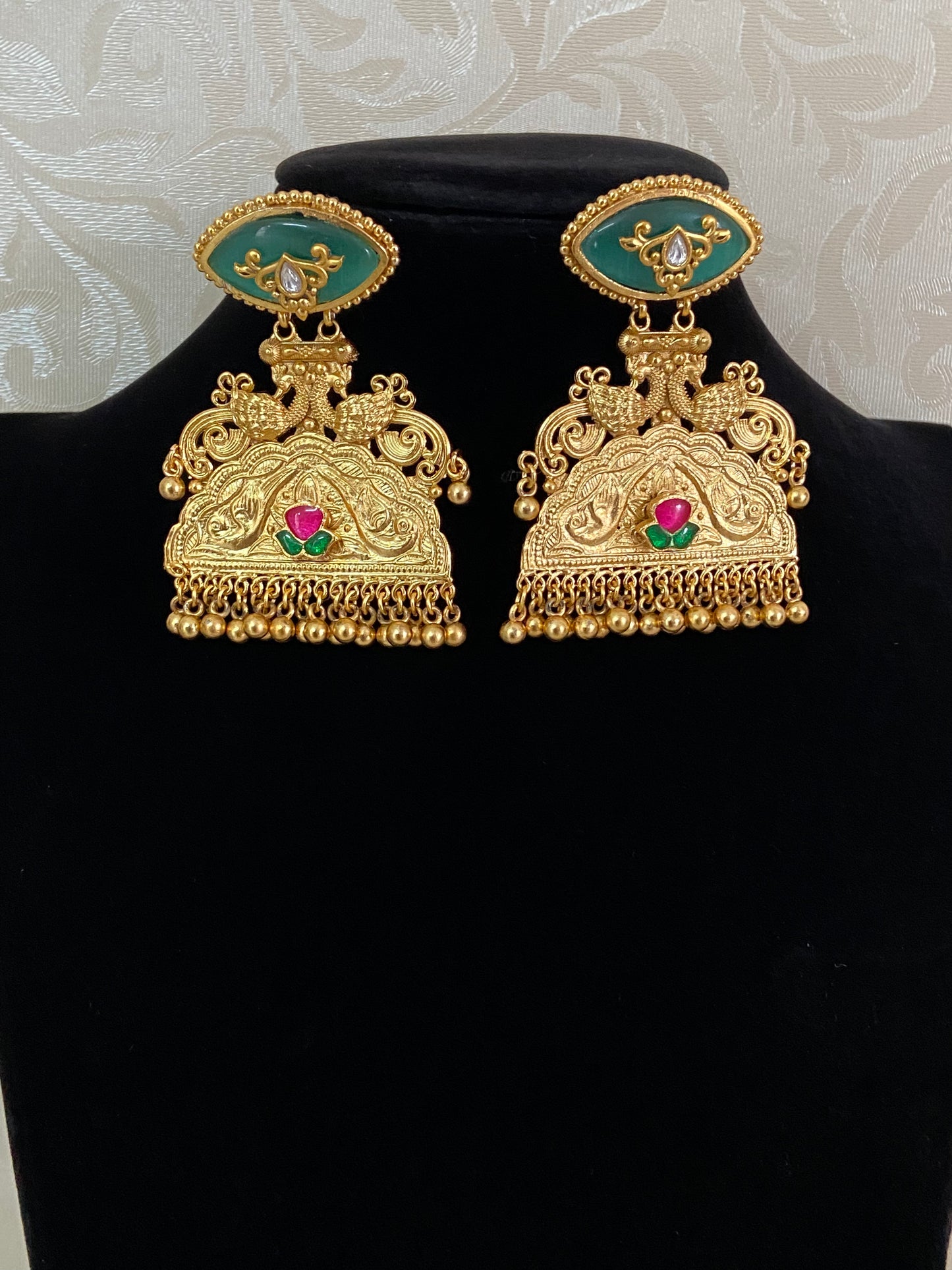 Antique Fusion Kundan Earrings | Latest Indian Jewelry In USA