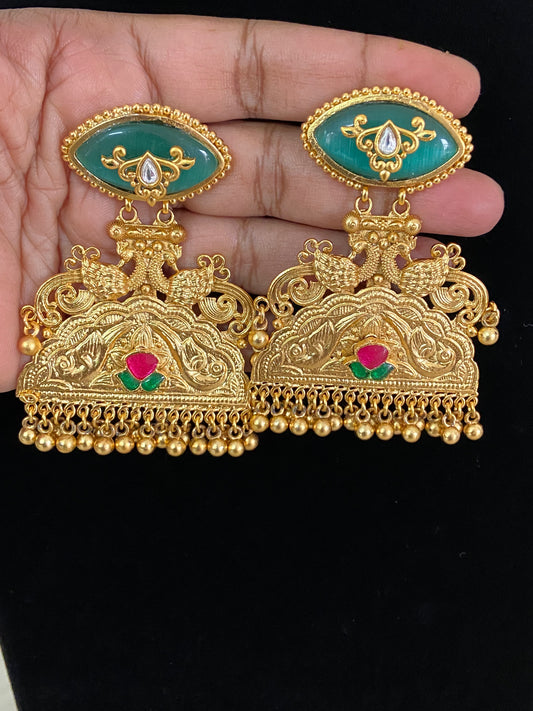 Antique Fusion Kundan Earrings | Latest Indian Jewelry In USA