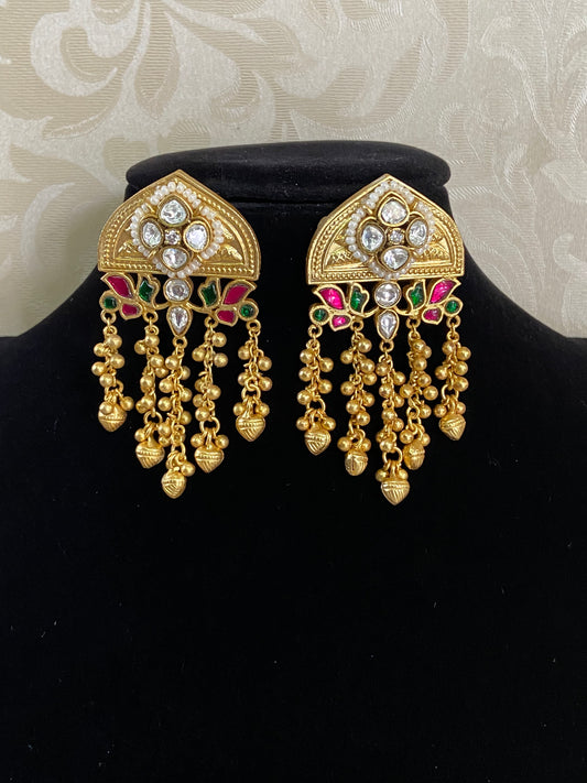 Antique Polki Kundan Earrings | Indian Earrings