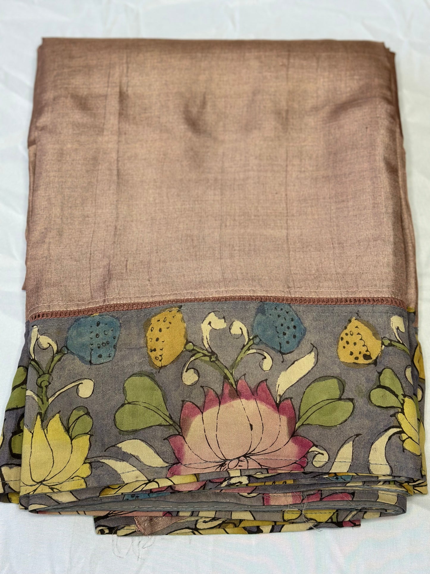 Pure Tussar Kalamkari Printed Attached Border Saree | Partywear Saree | Sarees in USA