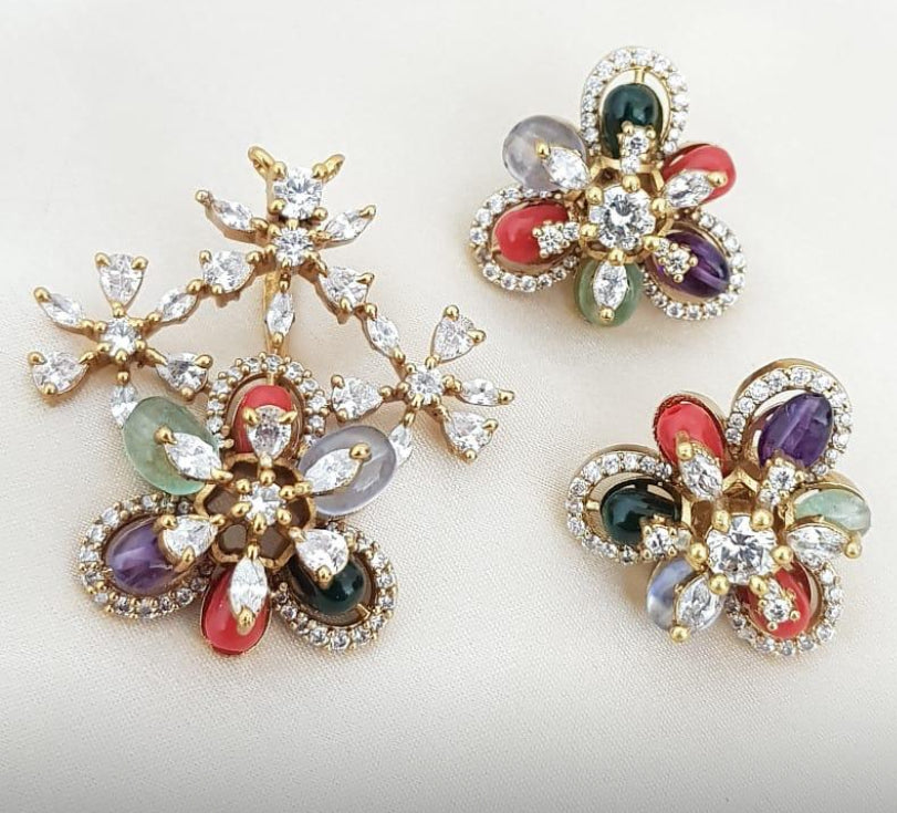 Antique CZ Pendant Set | Indian Jewelry In USA