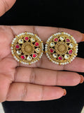 Polki Kundan Earrings | Rajwadi Pearl Kundan Studs