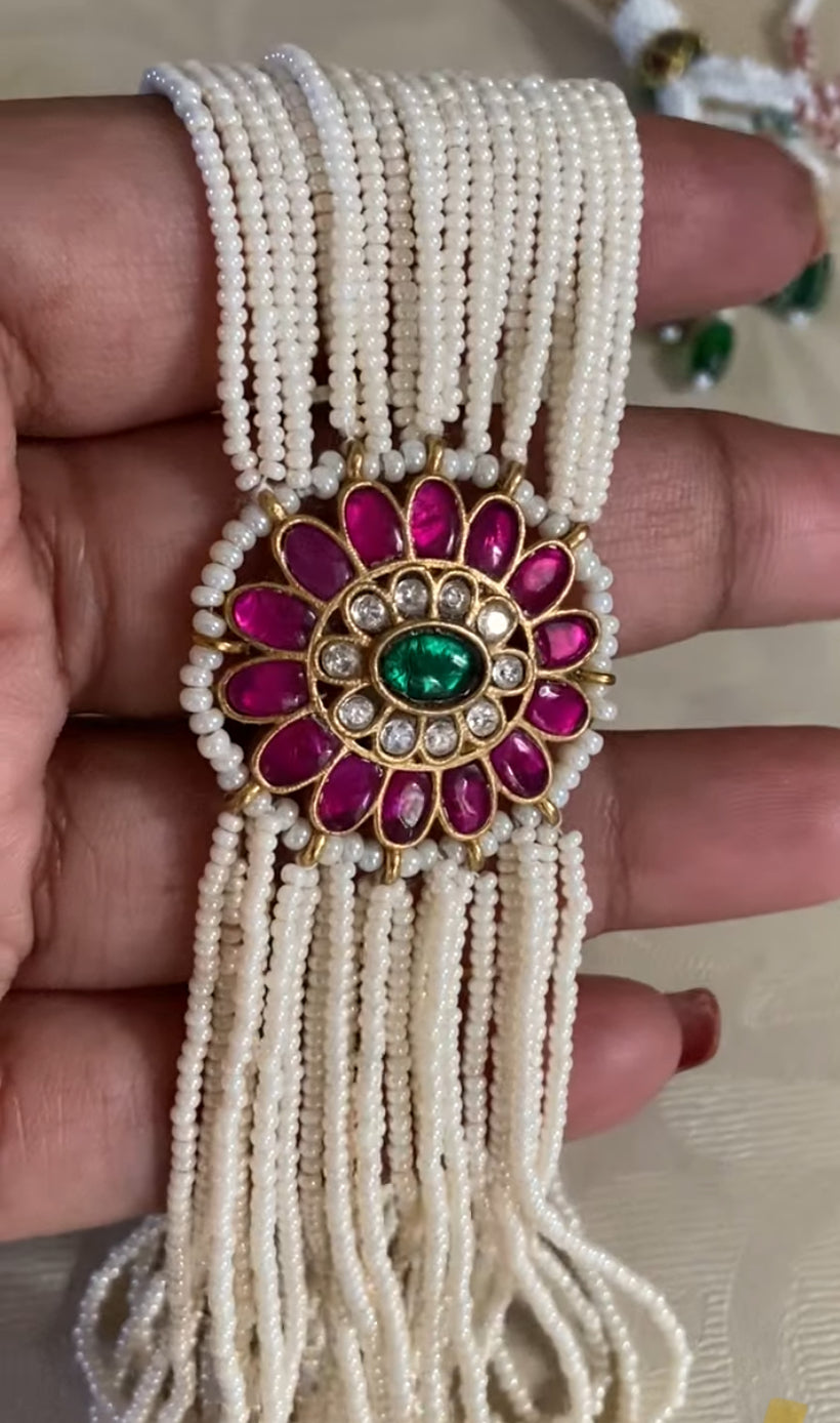 Jadau Kudan Pearl Choker With Studs | Indian Necklace