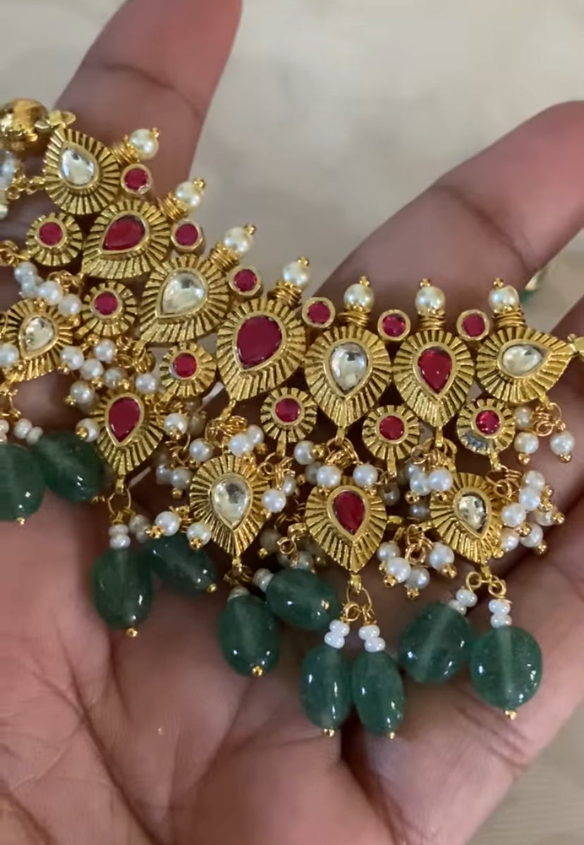 Ahamadabadi Kundan Choker Set | Handmade jewelry | Indian jewelry in USA