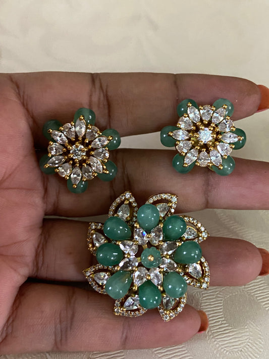 AD Pendant With Earrings | Indian Pendant Set IN USA