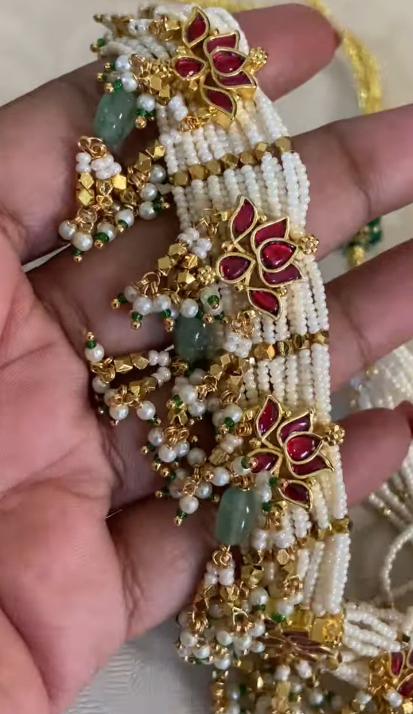 Ahamadabadi Kundan Pearls Choker Set | Handmade Indian Jewellery