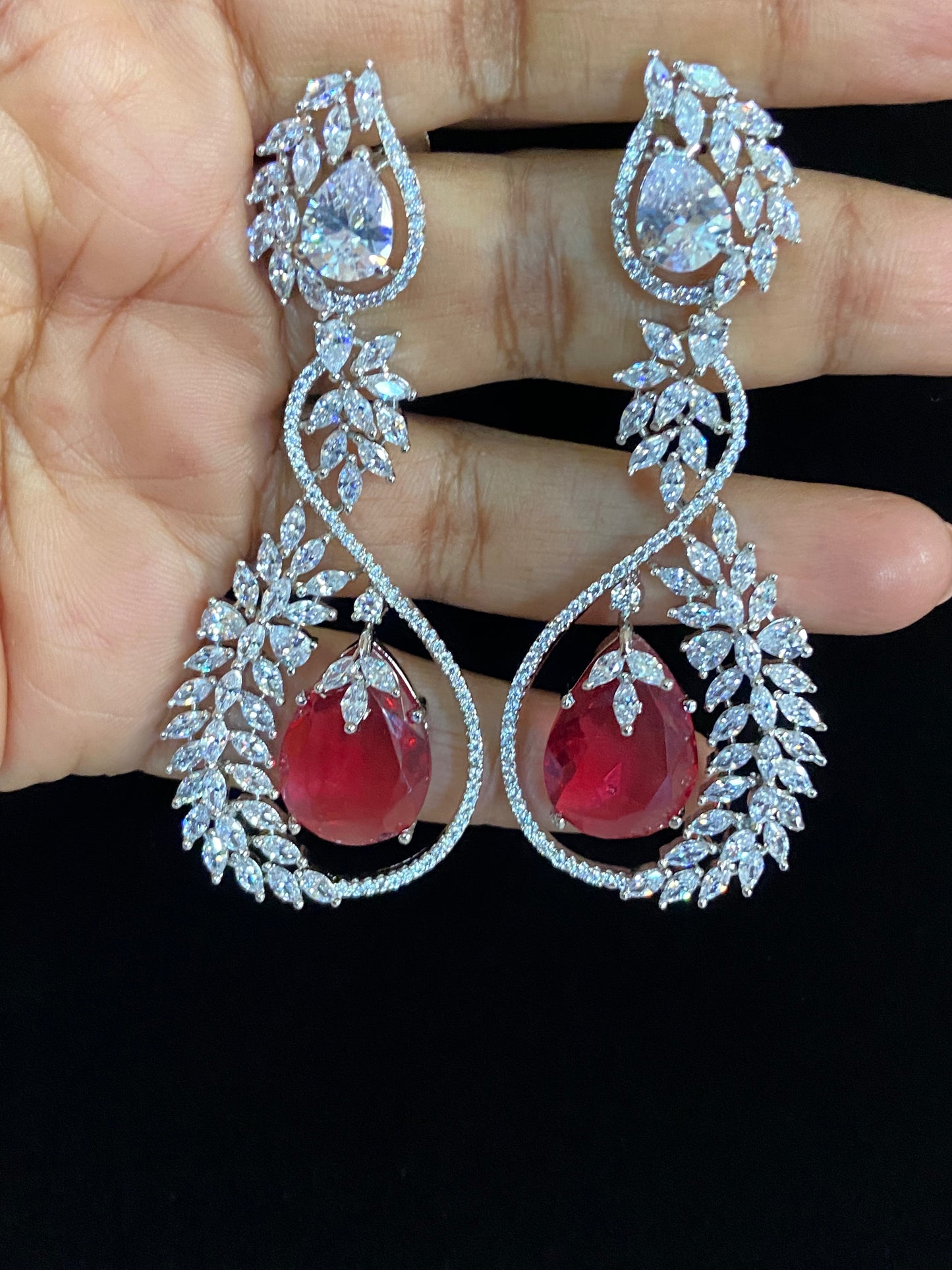 AD Rhodium Earrings | Indian jewelry in USA