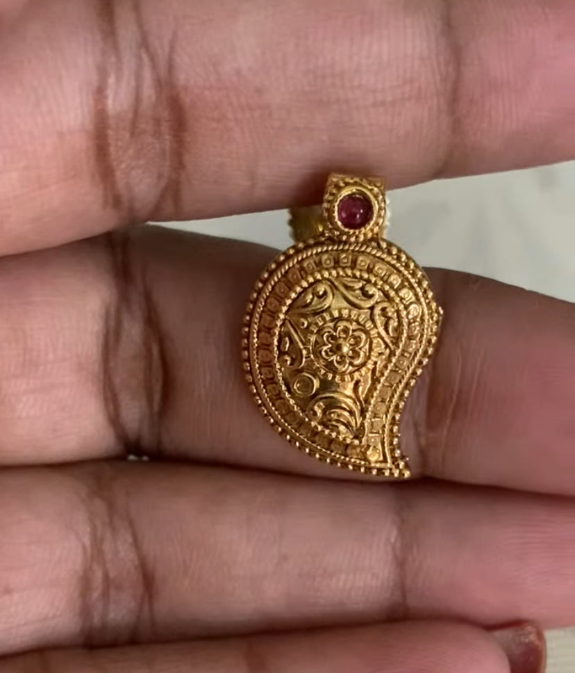 Antique Mango Pendants Green Beads Necklace | Beautiful Necklace Set