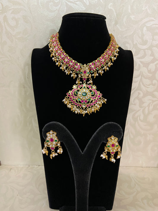 Jadau Kundan Necklace With Earrings | Traditional Necklace In USA