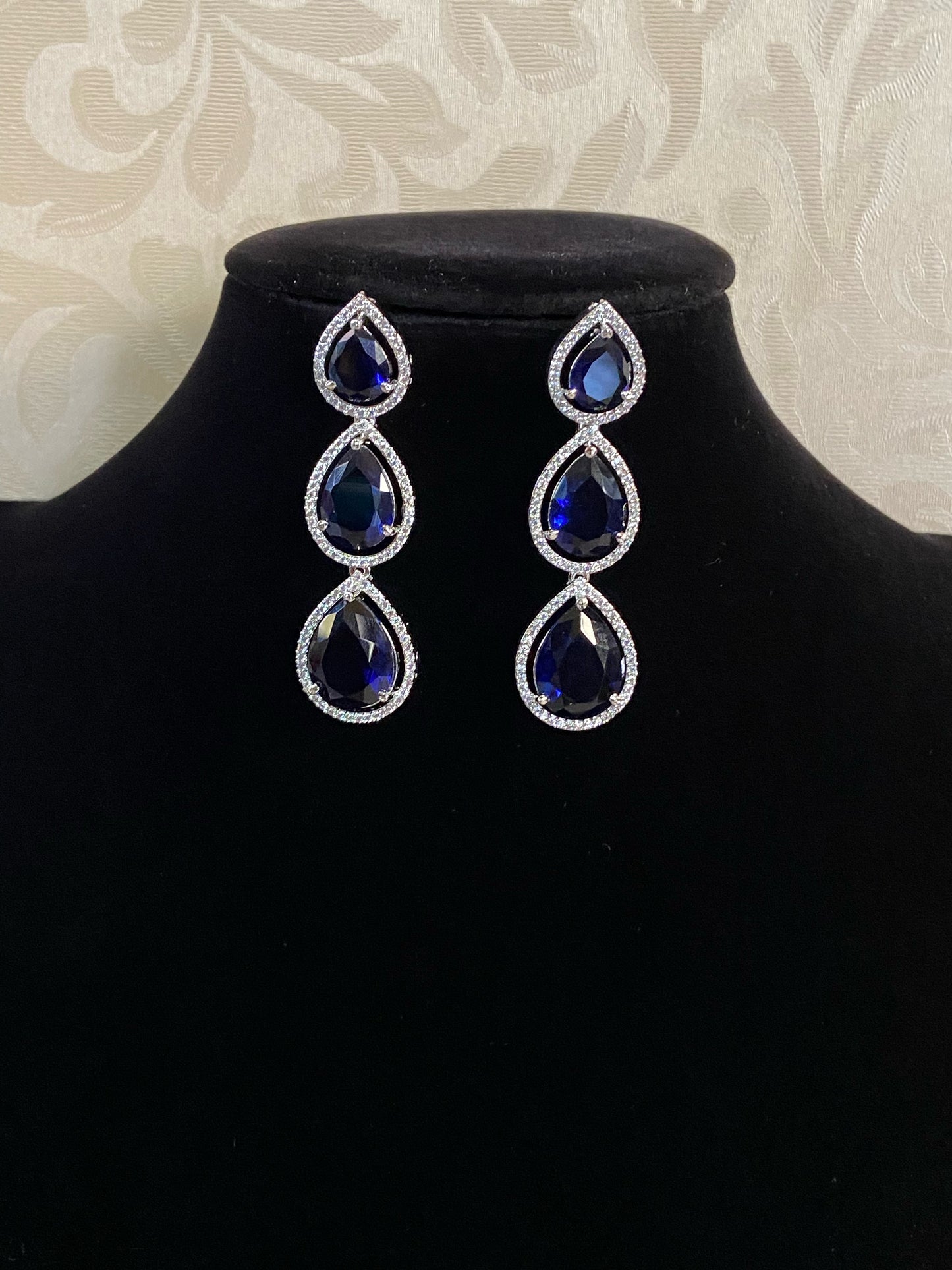 AD Teardrop Blue stone Earrings