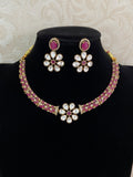 Floral CZ Choker Necklace Set | Indian Jewelry in USA