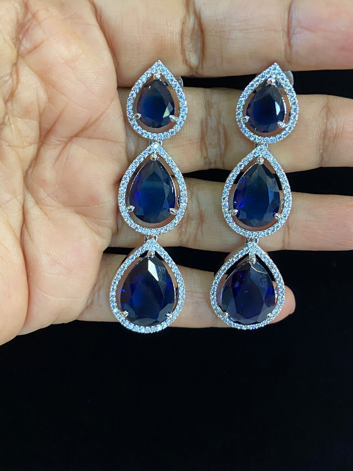 AD Teardrop Blue stone Earrings