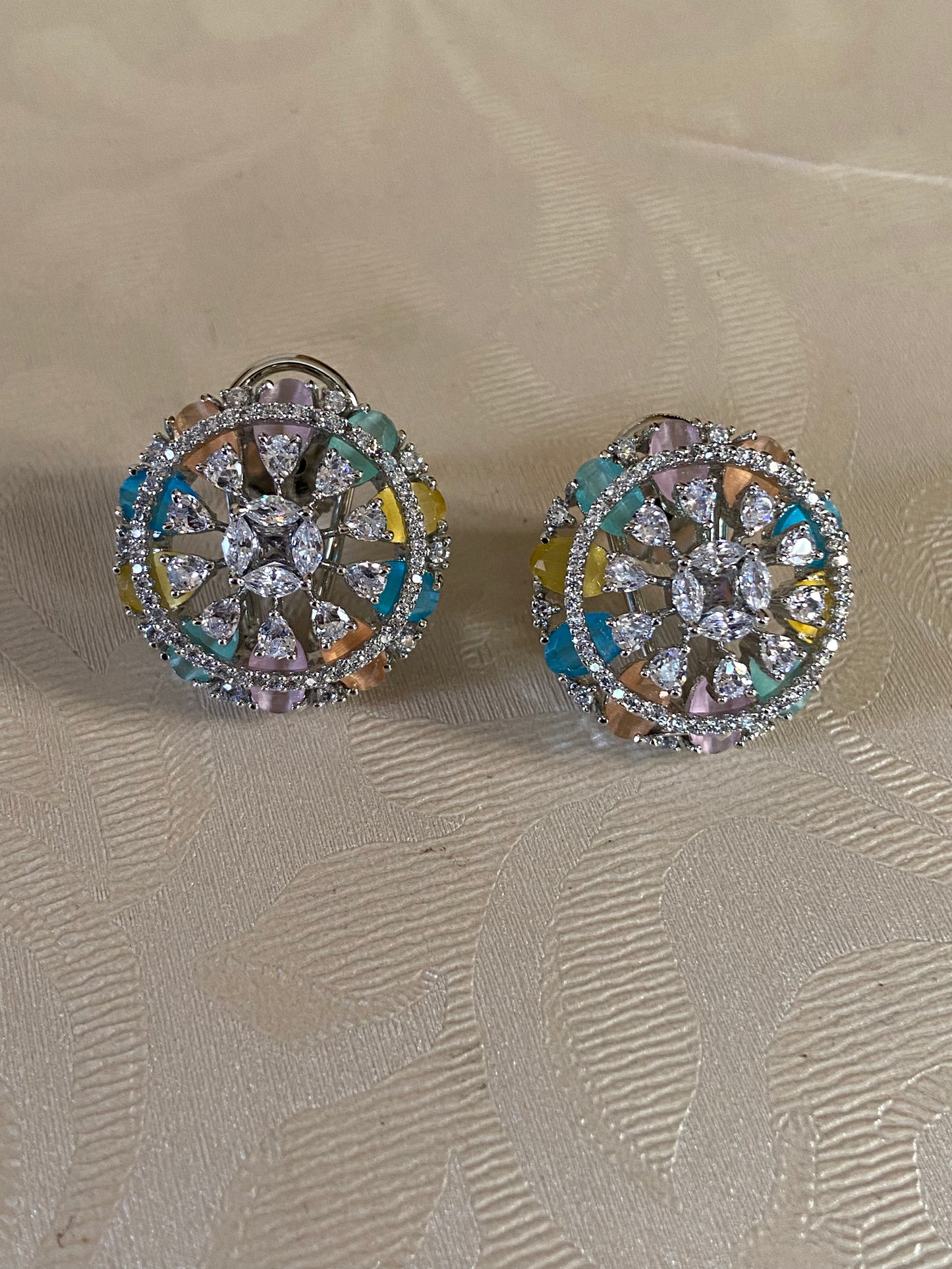 AD Multi Colour Studs | Indian Earrings