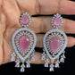 Pink Rhodium Fancy Earrings | Indian jewelry in USA